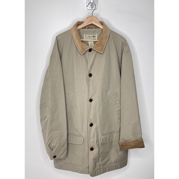 L.L. Bean Other - LL Bean Chore Jacket Mens XLT Beige Khaki Corduroy Collar Field Barn Coat 0-BGW5